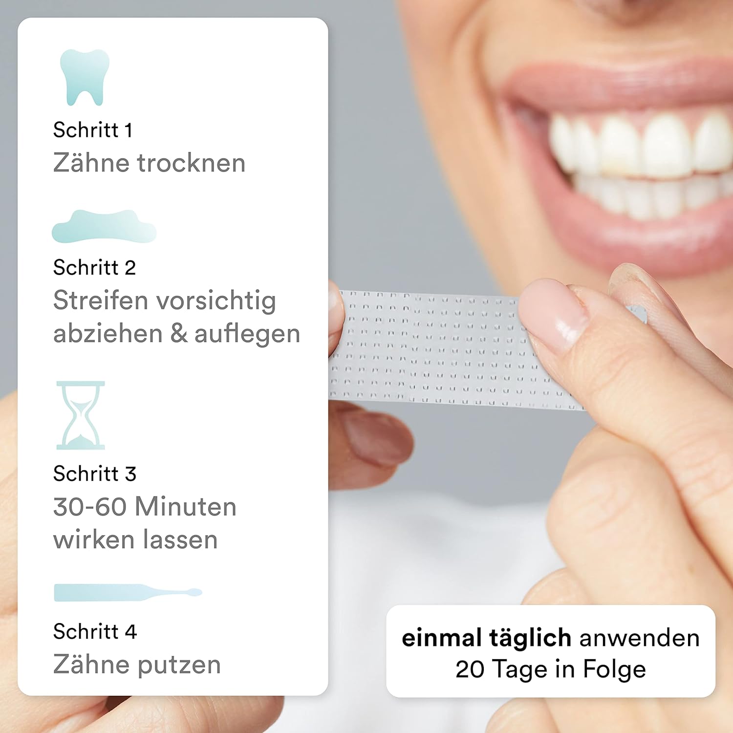Uniquesmile Zahnaufhellung Whitening Strips – frei von Peroxid (40 Stück)
