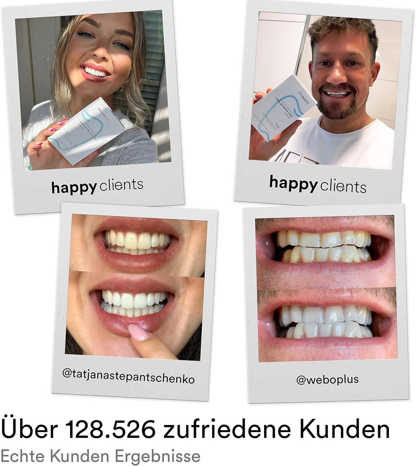 Uniquesmile Zahnaufhellung Whitening Strips – frei von Peroxid (28 Stück)