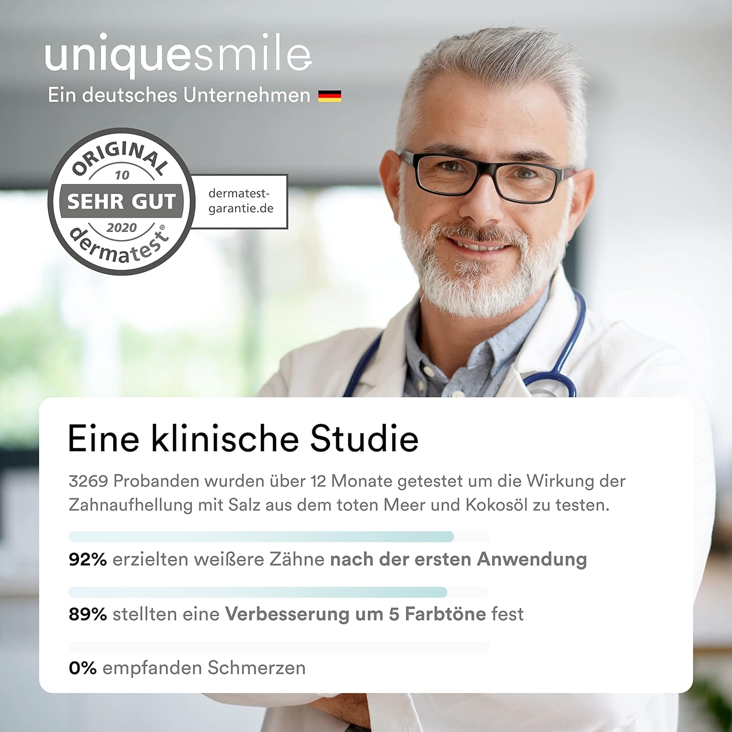 Uniquesmile Zahnaufhellung Whitening Strips – frei von Peroxid (40 Stück)