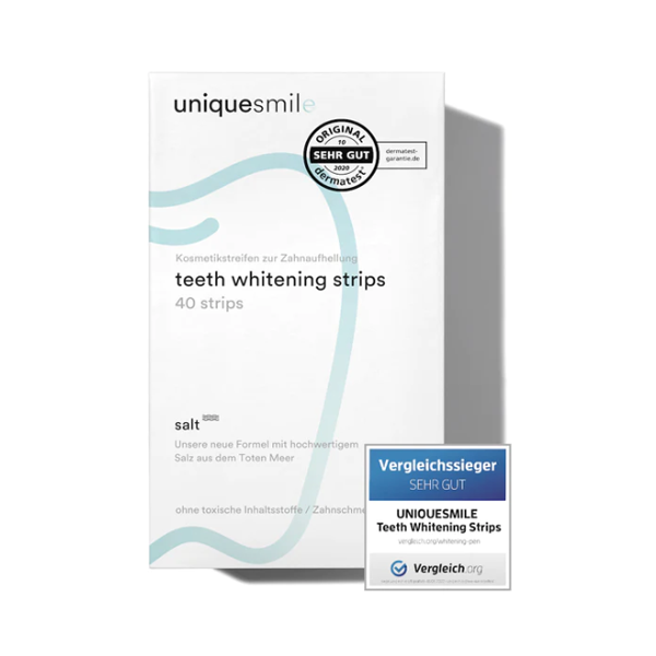Uniquesmile Zahnaufhellung Whitening Strips – frei von Peroxid (40 Stück)